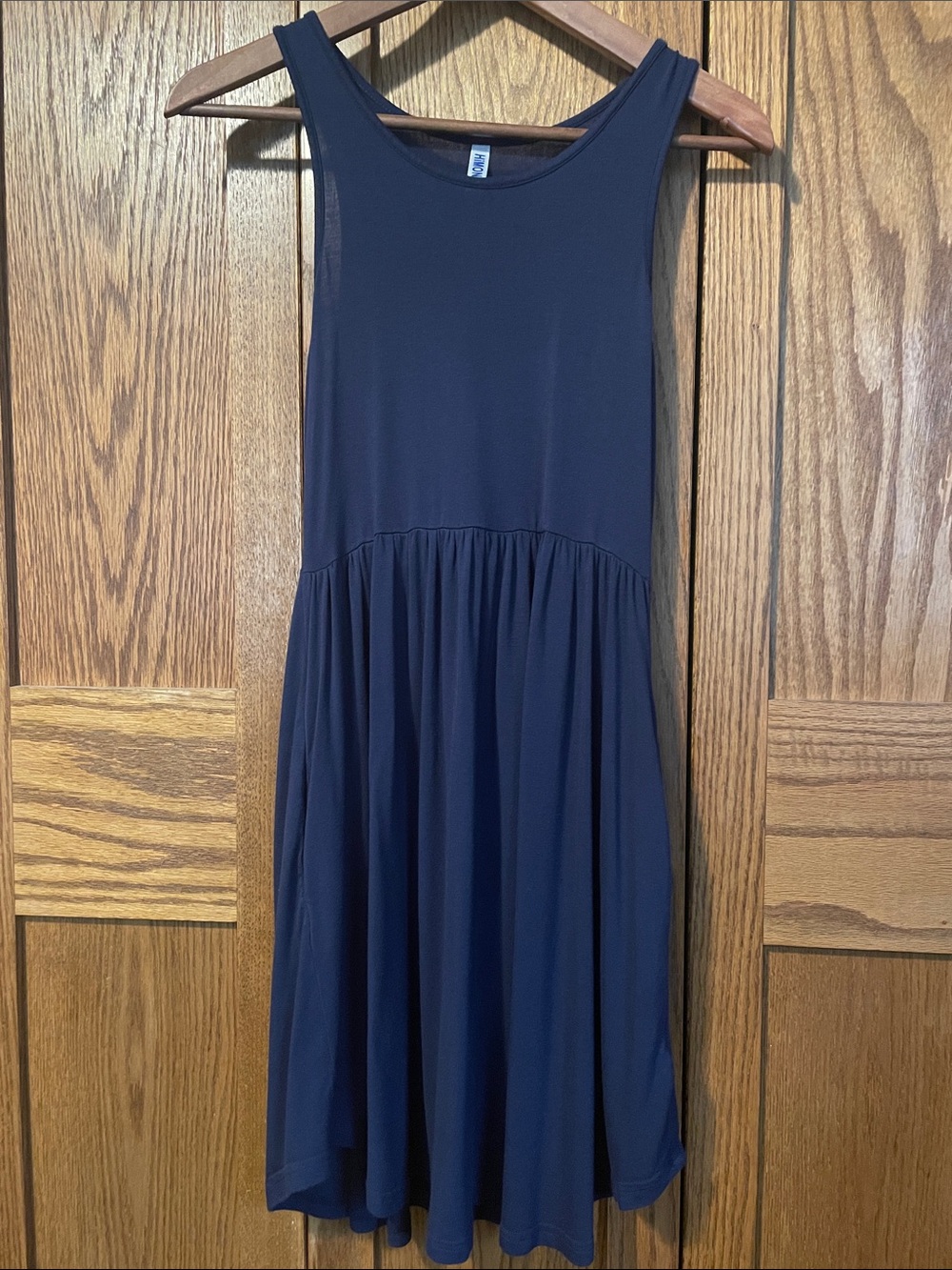 HIMONE Sleeveless Navy Blue Swing Dress